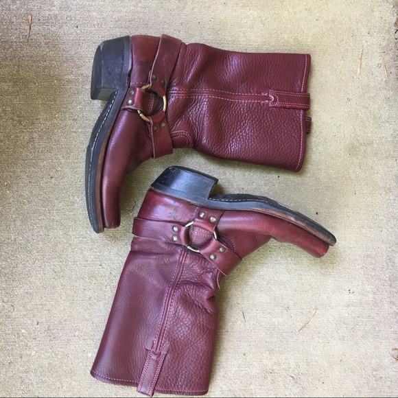 Frye Shoes - Maroon Frye Harness Boots